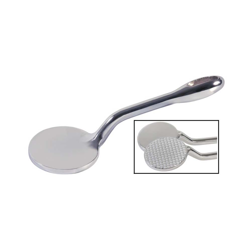 Fleischklopfer Zinkguss Ø 9,5 cm - mit geriffelter Klopffläche