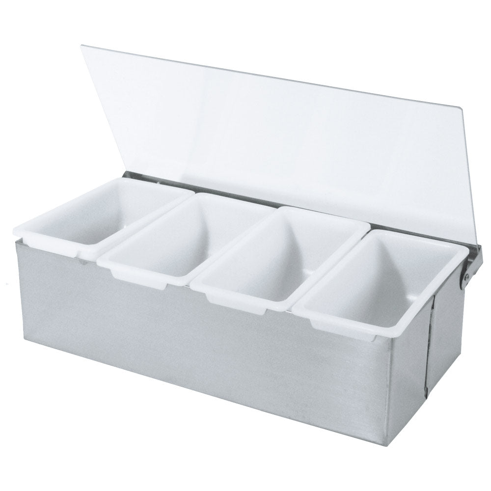 Barbehälter Edelstahl - 4-fach (30 x 15 x 9 cm)