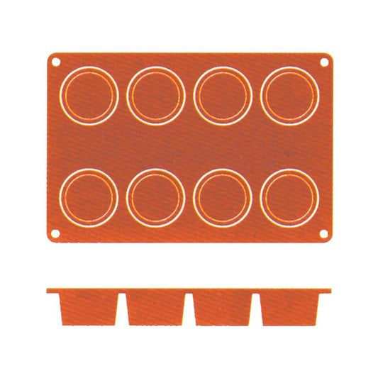 Backmatte "Zylinder" Silikon 30 x 17,5 cm - 8 Formen à Ø 6 x 3,5 cm