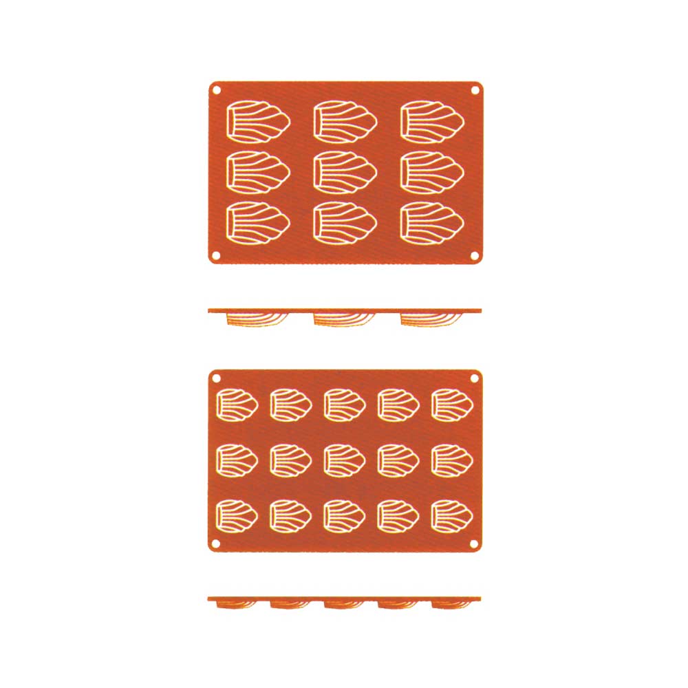 Backmatte "Madeleine" Silikon 30 x 17,5 cm - 15 Formen à 4,4 x 3,4 x 1 cm
