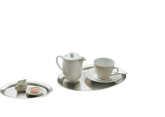Café-Tablett oval - 19 x 15 cm (Edelstahl mattiert)