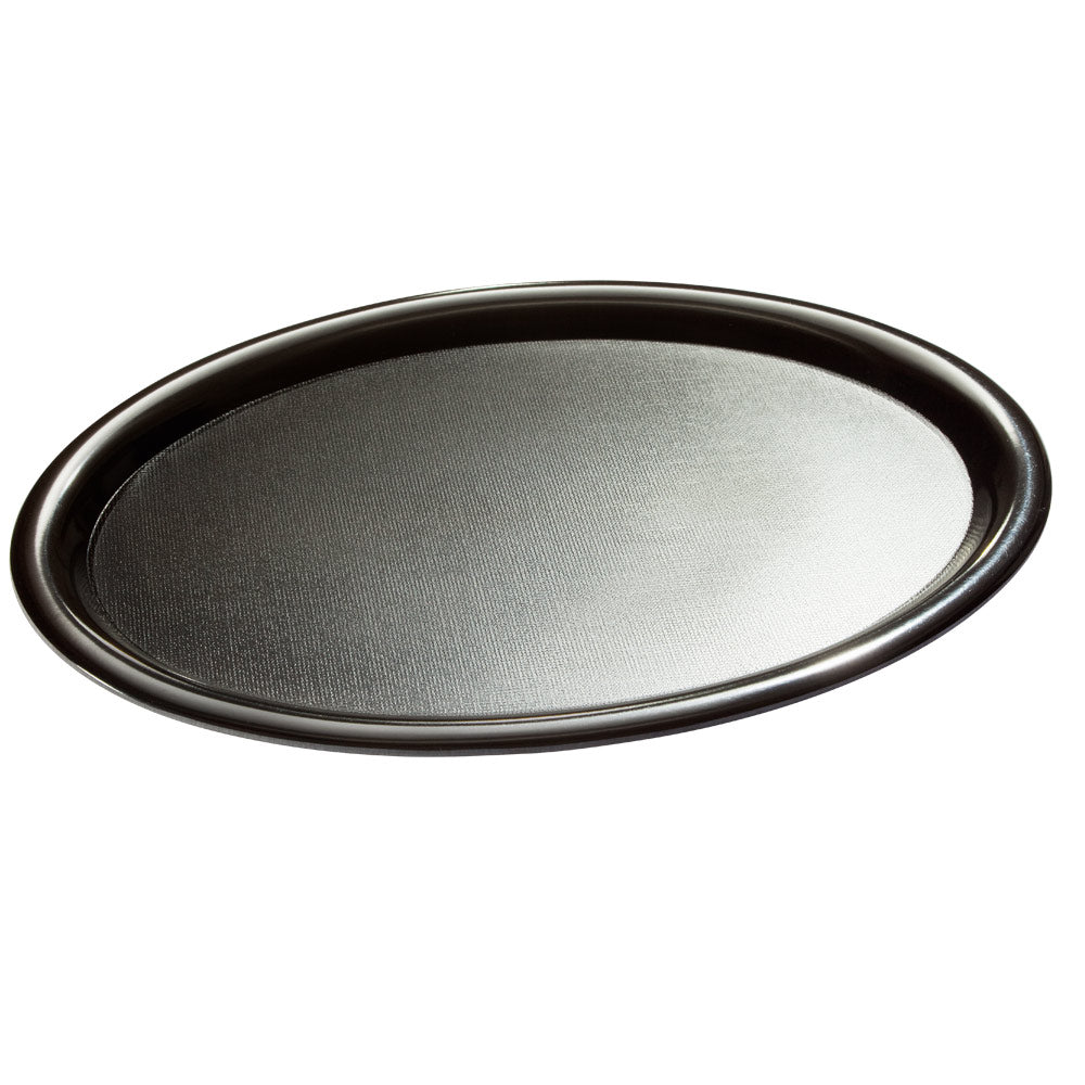 Café-Tablett strukturiert - 26 x 20 cm - oval - Melamin - Schwarz