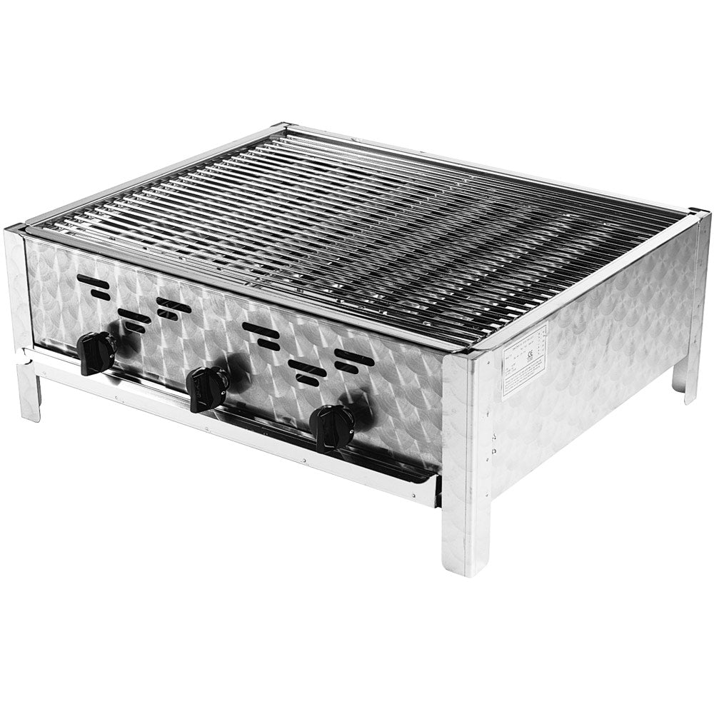 Gasbräter 3-flammig inkl. Grillrost, Druckregler & Schlauch (Outdoor geeignet)