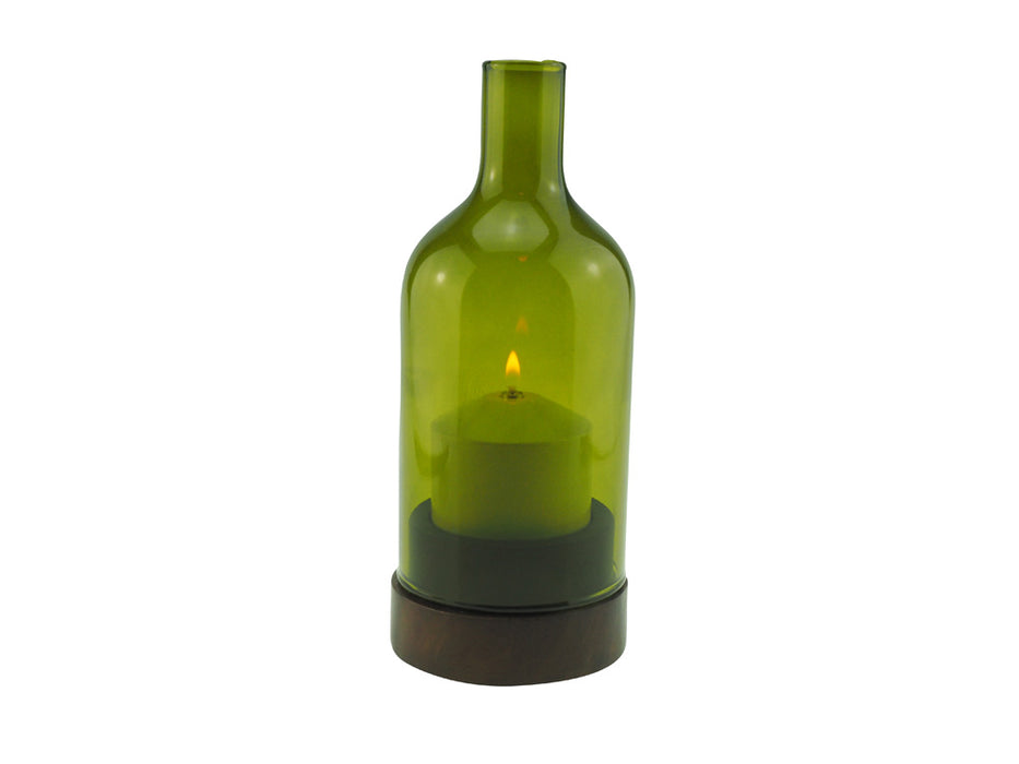 INO WOOD - H 21,5 cm (Lampentype 80 K) - Glas grün