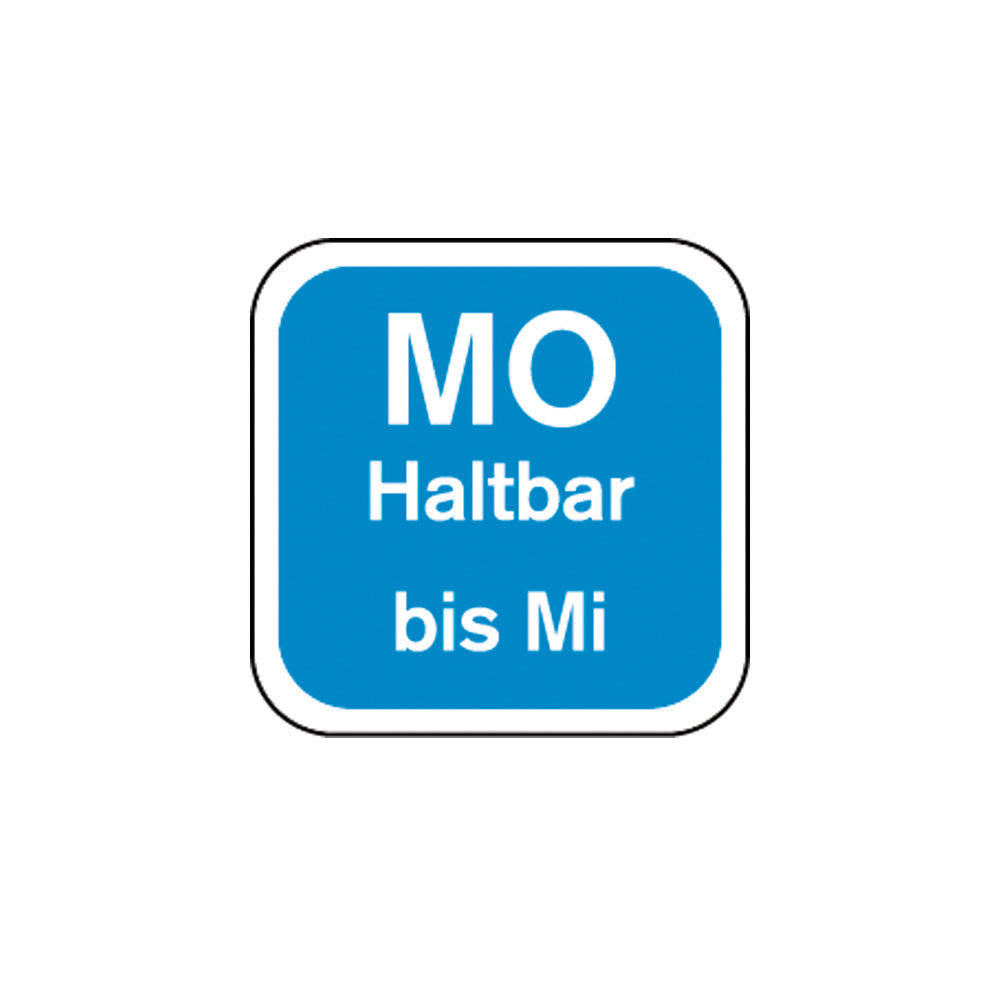 Haltbarkeits-Etiketten "Montag" - abwaschbar (Blau - 3*250 Stück)