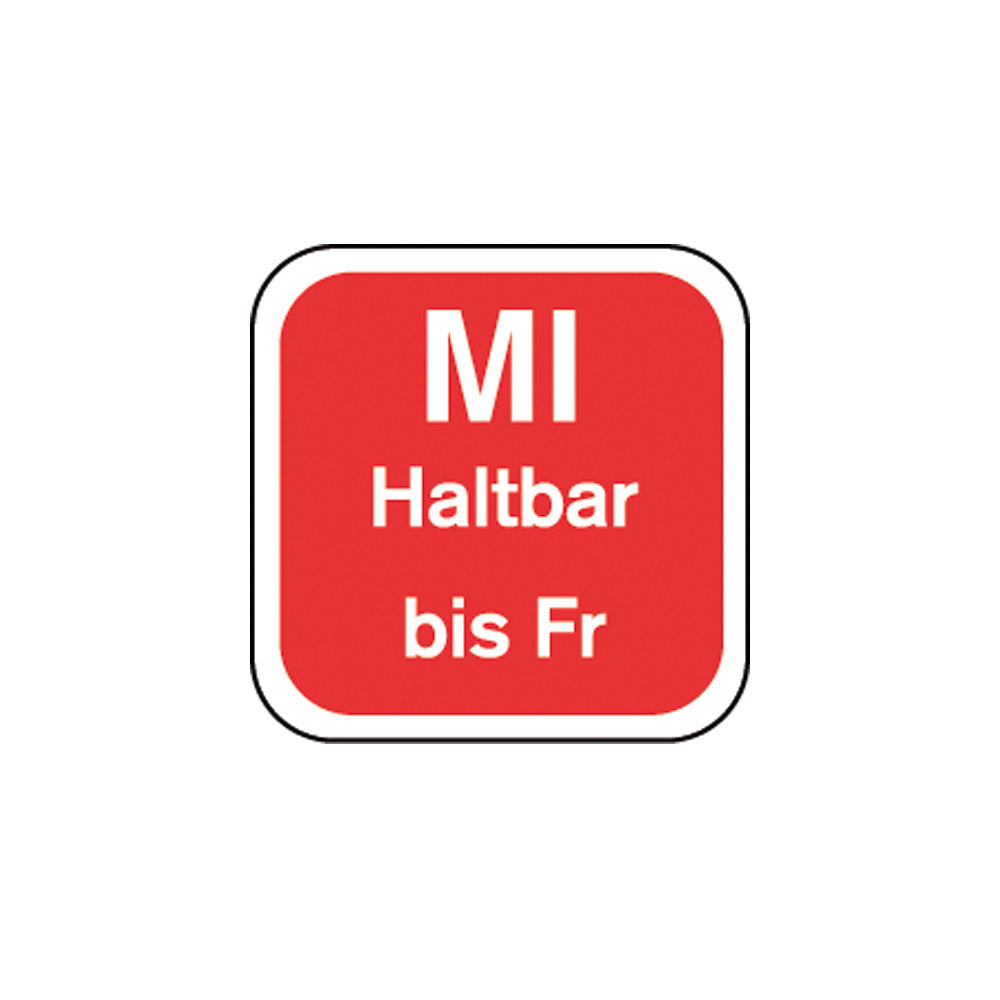 Haltbarkeits-Etiketten "Mittwoch" - abwaschbar (Rot - 3*250 Stück)