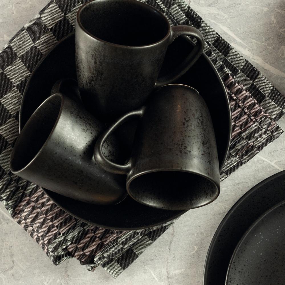 ESSENTIAL Dessertteller - (Ø 22 cm) - Steinzeug - Schwarz