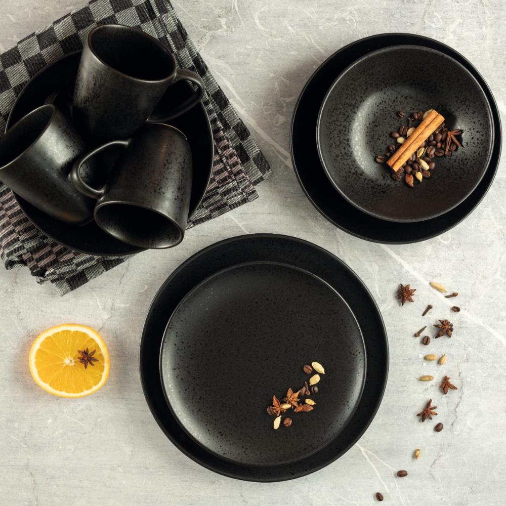 NIARA Schüssel - 80 cl - (Ø 13,8 x 8,2 cm) - Steinzeug - Schwarz/Grau