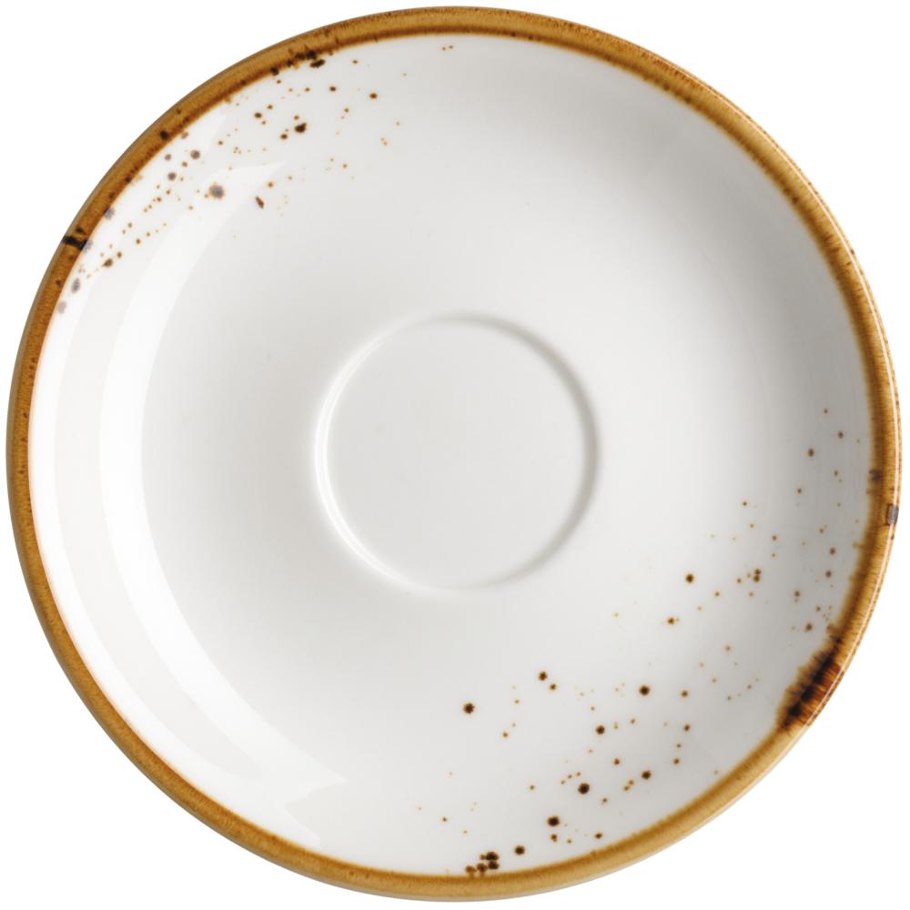 PINTAR Espresso-Untertasse - (Ø 13 cm) - Weiß mit braunen Punkten