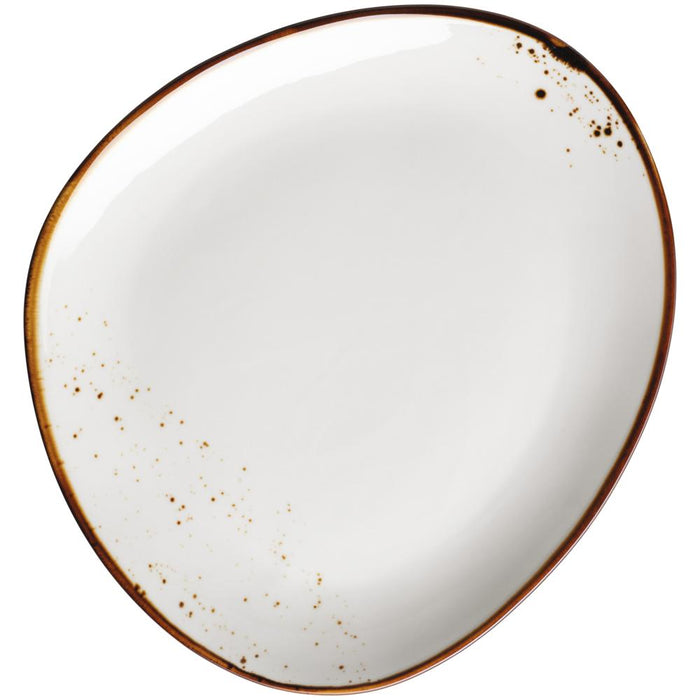 PINTAR Teller, oval - (26 x 23 cm) - Weiß mit braunen Punkten