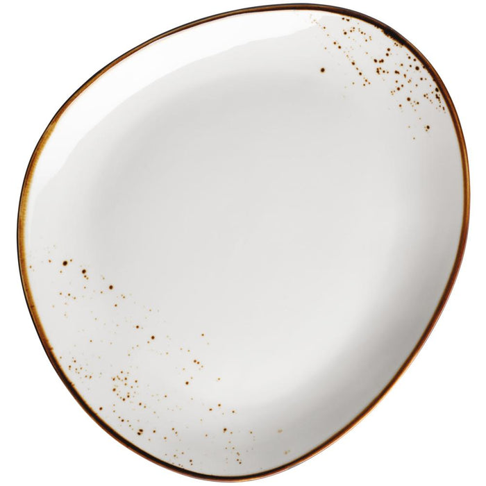 PINTAR Teller, oval - (29 x 26 cm) - Weiß mit braunen Punkten