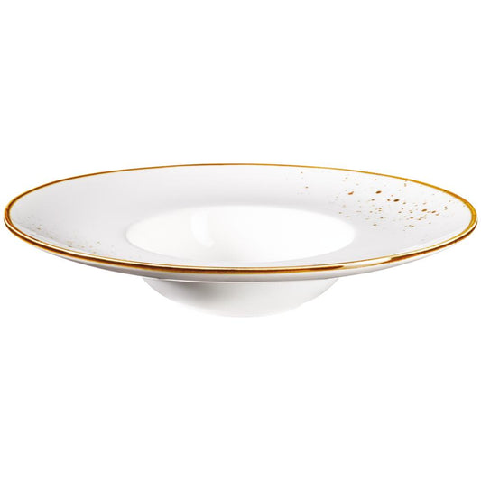 PINTAR Pastateller - 25 cl - (Ø 26 x 5 cm) - Weiß mit braunen Punkten