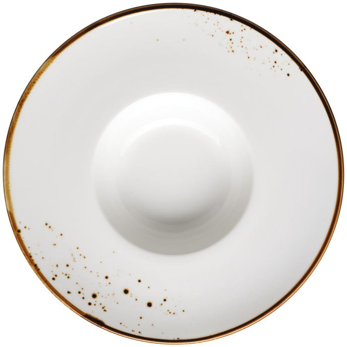 PINTAR Pastateller - 25 cl - (Ø 26 x 5 cm) - Weiß mit braunen Punkten