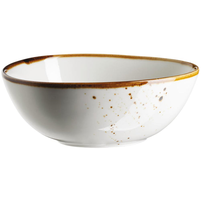 PINTAR Schüssel, oval - 42 cl - (15,5 x 13,5 x 5,5 cm) - Weiß mit braunen Punkten