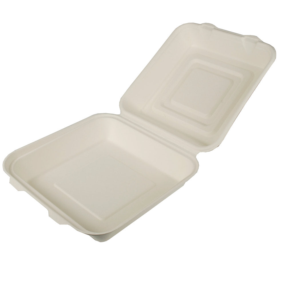 PURE Menüboxen Zuckerrohr ungeteilt 25,5 x 25,5 x 8 cm - Weiß (5 x 25Stück)