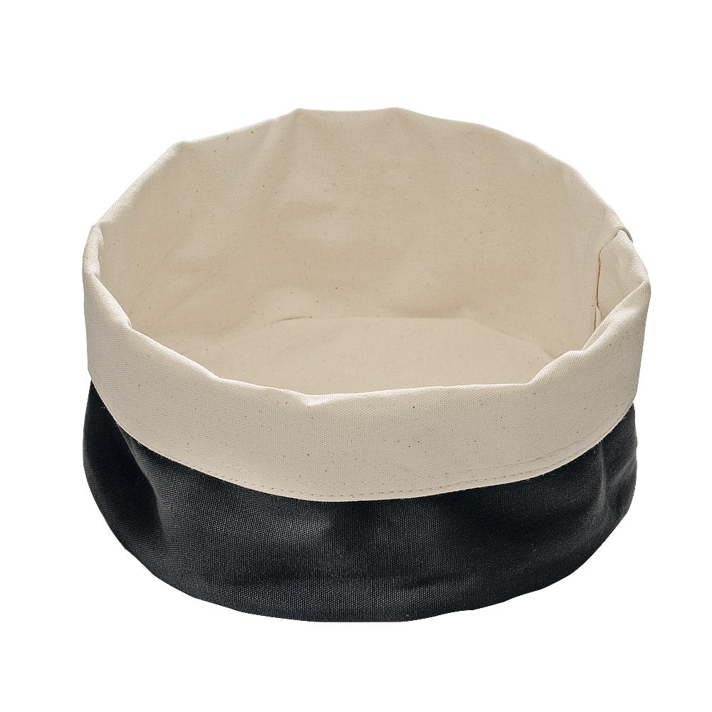 Brottasche beige/schwarz - Ø 17 x 8 cm (Baumwolle, runde Form)