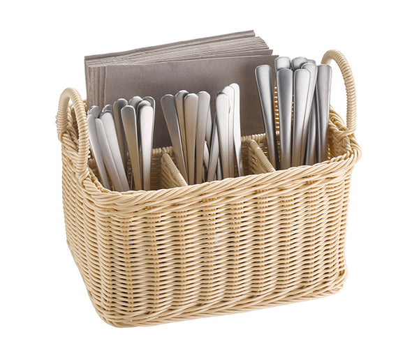 ECONOMIC Besteck- / Serviettenkasten (4-fach) - PP-Rattan - Natur