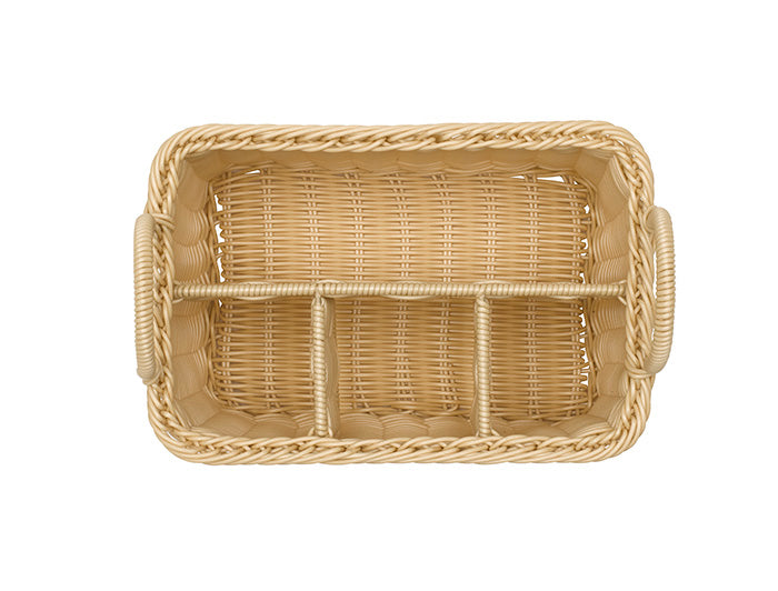 ECONOMIC Besteck- / Serviettenkasten (4-fach) - PP-Rattan - Natur