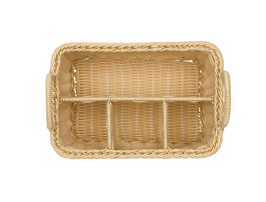 ECONOMIC Besteck- / Serviettenkasten (4-fach) - PP-Rattan - Natur