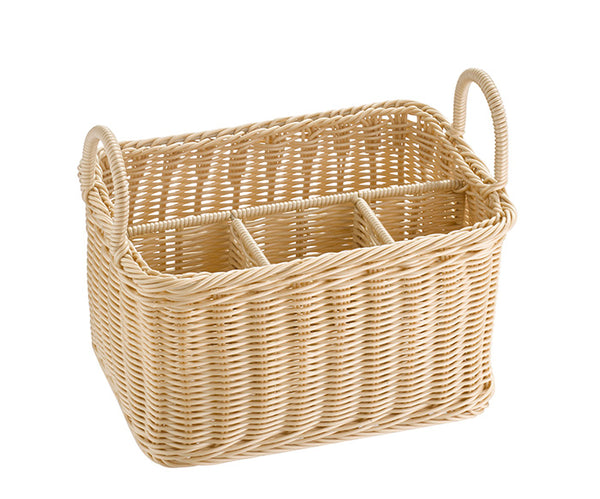 ECONOMIC Besteck- / Serviettenkasten (4-fach) - PP-Rattan - Natur