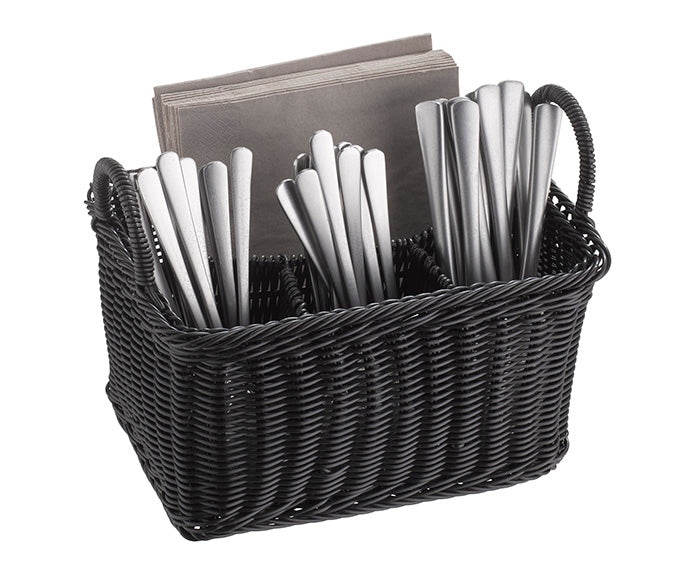 ECONOMIC Besteck- / Serviettenkasten (4-fach) - PP-Rattan - Schwarz