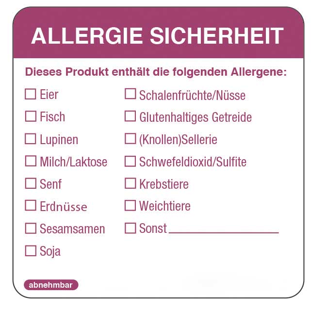 Allergie-Etiketten ablösbar - (500 Stück)