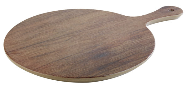 EICHE Servierplatte Ø 30 x 1,5 cm, Griff 12 cm, Melamin - Holzoptik