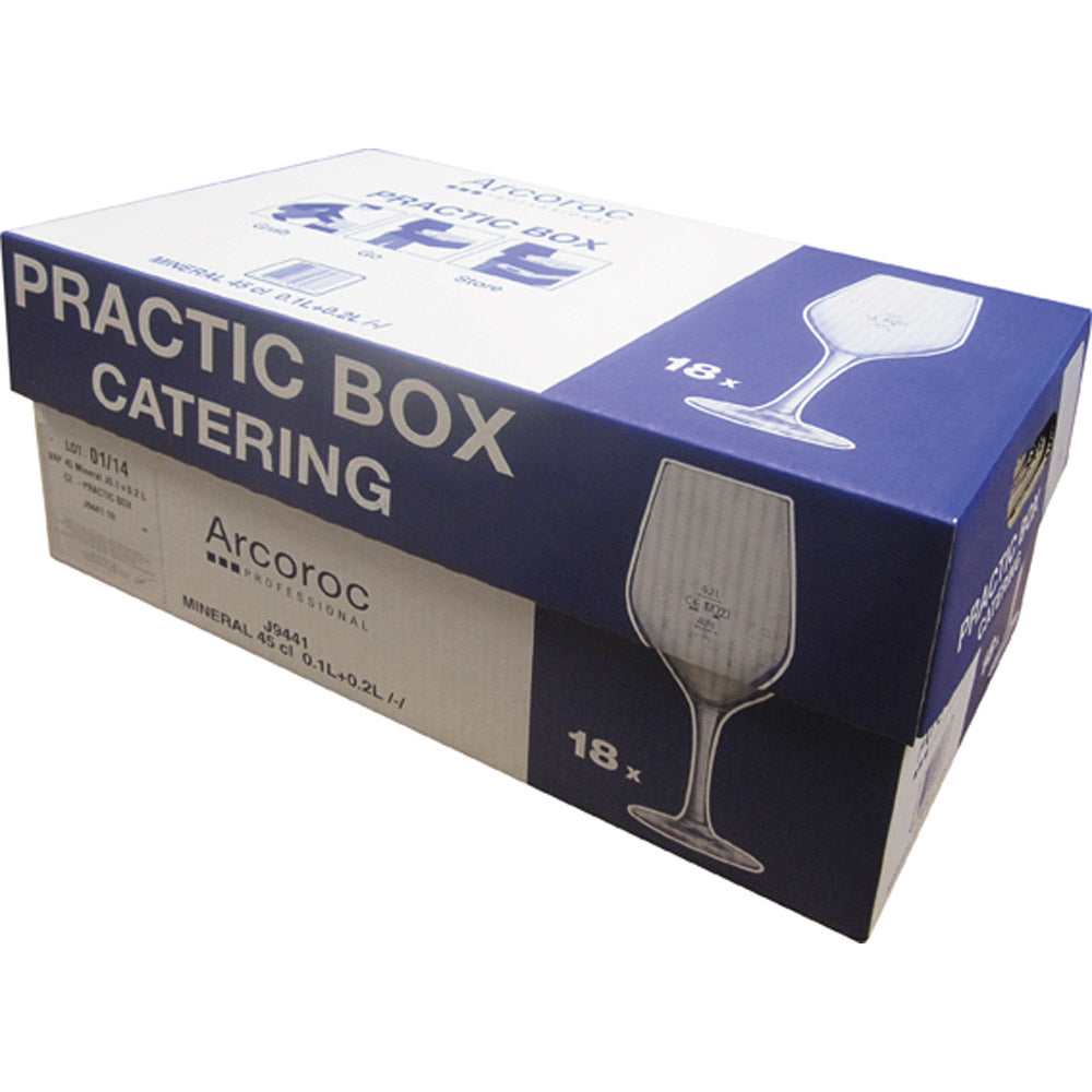 PRACTIC BOX MINERAL Weinglas (18 Stück) - 45 cl - geeicht /-/ 0,1 l + 0,2 l
