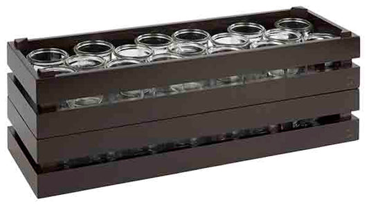 Holzkiste 55,5 x 18,5 x 10,5 cm (zu GN 2/4) - Akazie schwarz