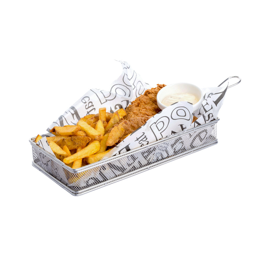 SNACK-HOLDER - Servier-Frittierkorb 27 x 13 x 4,5 cm - Grifflänge 10 cm