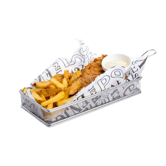 SNACK-HOLDER - Servier-Frittierkorb 27 x 13 x 4,5 cm - Grifflänge 10 cm