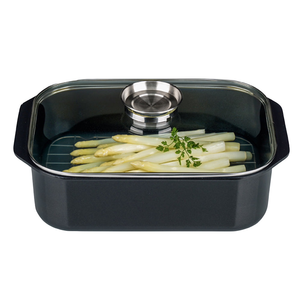 Aluguss Bräter Pure Trend mit Glasdeckel - 40 x 25 x 16,5 cm - 7 l