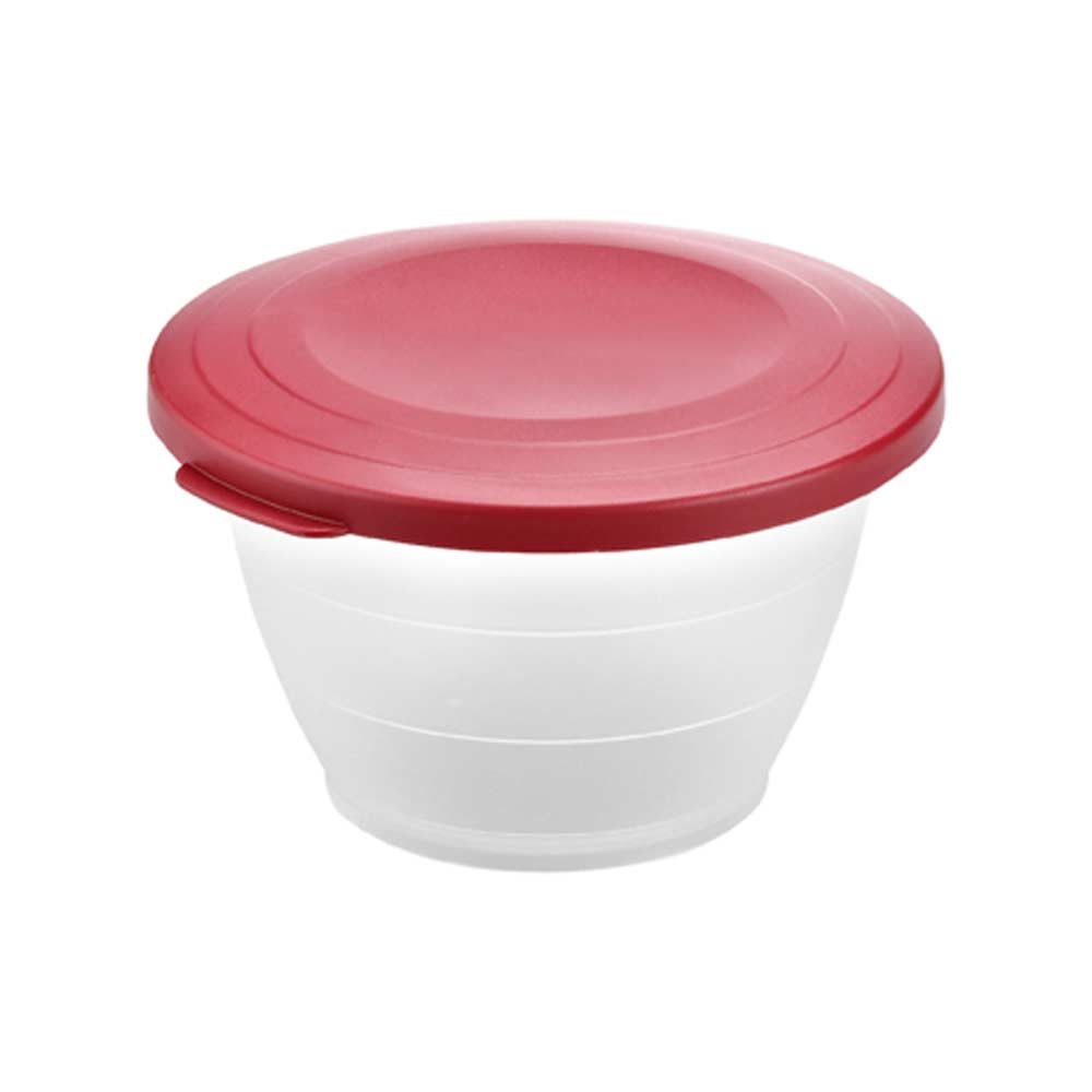 Kunststoffschüssel Ø 13,8 x 8,6 cm (Inhalt 0,6 l) - Transparent/Deckel Rot