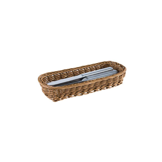 Besteckkorb - 27 x 10 x 4,5 cm - PP-Rattan - Braun