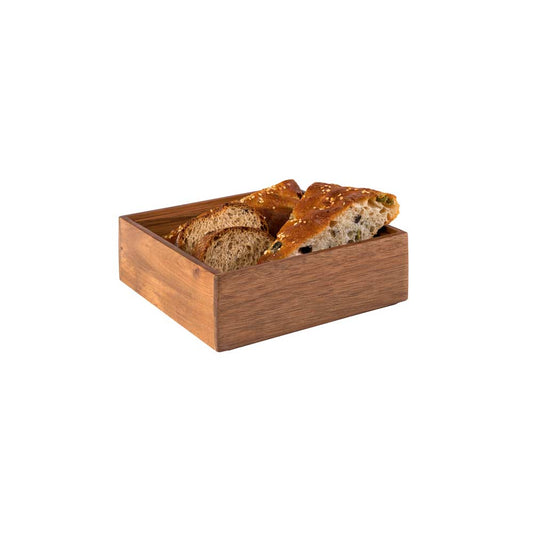 WOODY Holzbox/Holzbox/Tischbehälter 1-fach 15 x 15 x 5,5 cm, Akazienholz, Servierbox für Brot & M