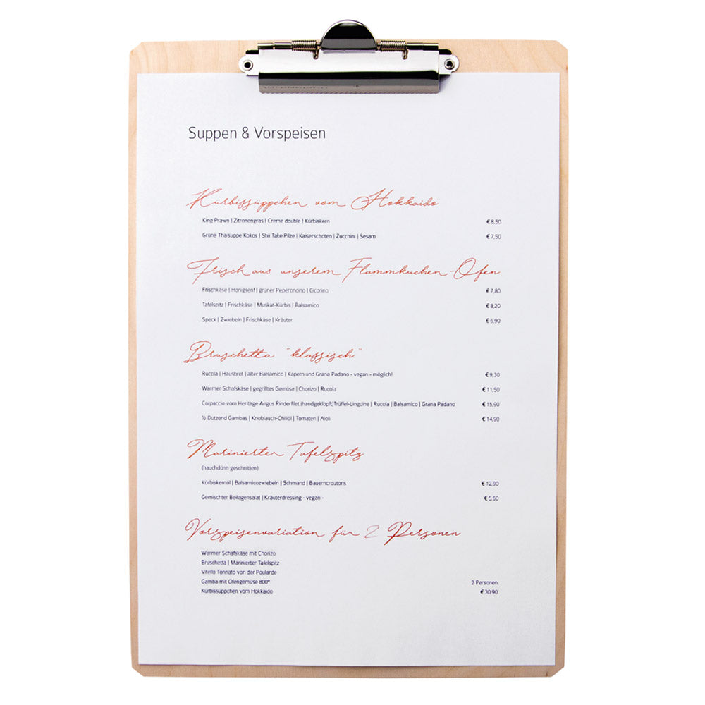 Klemmbrett Birke-DEKOR DIN A4 aus Multiplex-Furnierholz (nicht furniert)