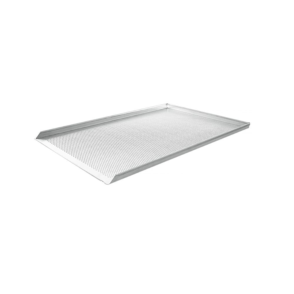Backblech Aluminium perforiert - 60 x 40 cm - Ränder dreiseitig 90°, kurze Seite 45°