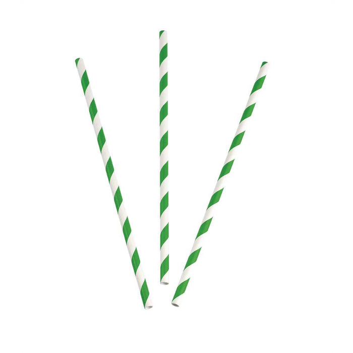 GREENHORN Papier-Trinkhalme - Ø 0,8 x 19,7 cm (100 Stück) - grün-weiß gestreift