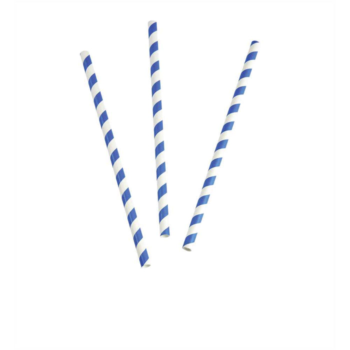 GREENHORN Papier-Trinkhalme - Ø 0,8 x 19,7 cm (100 Stück) - blau-weiß gestreift