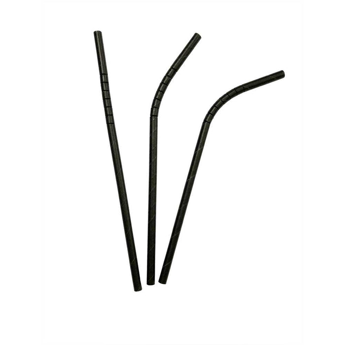 GREENHORN Papier-Trinkhalme flexibel - Ø 0,6 x 19,7 cm (100 Stück) - schwarz