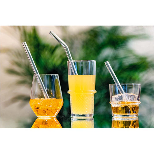 Glas-Trinkhalm Innen-Ø 7 mm x 15 cm (6 Stück + Reinigungsbürste)