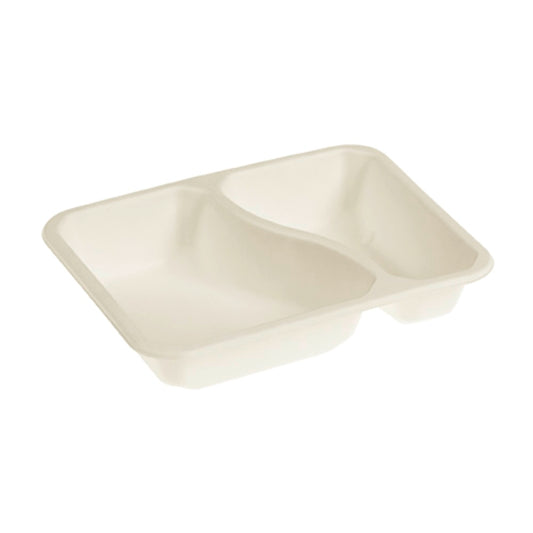 Zuckerrohr-Menüschalen (siegelfähig) - 2-teilig - 22,7 x 17,8 x 4,5 cm - Inhalt 640/410 ml - 250 Stü