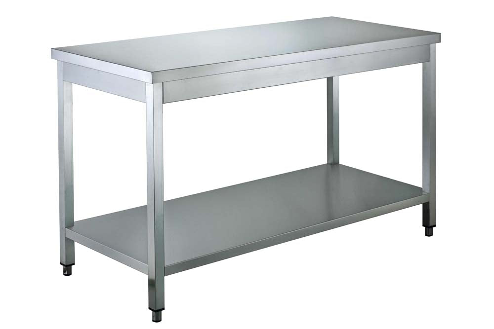 ECOLINE Arbeitstisch 1200x600 mit Grundboden - Edelstahl
