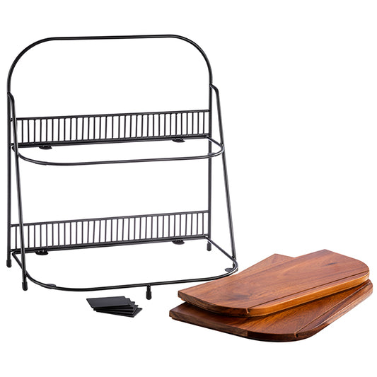 ALL ROUNDER Etagère 2 - stufige - 21 x 35,5 cm - Schwarz, Braun - Metall/Holz