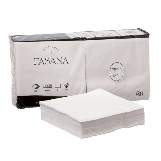 Zelltuchserviette - 33 x 33 cm - 1/4 Falz - 2 - lagig - Weiß (250 Stk.)