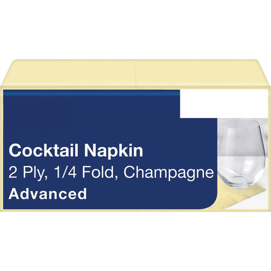 Cocktail-Serviette - 24 x 24 cm - 1/4 Falz - 2 - lagig - Champagner (200 Stk.)