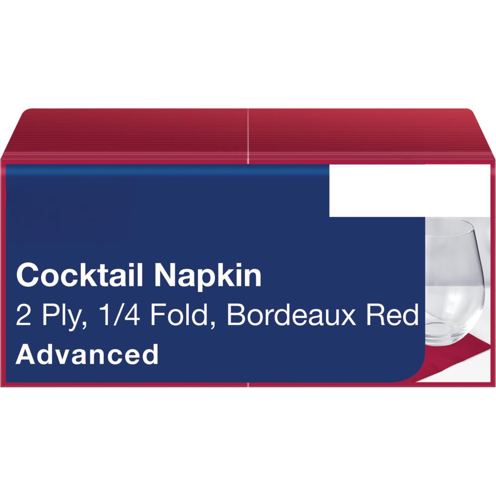 Cocktail-Serviette - 24 x 24 cm - 1/4 Falz - 2 - lagig - Bordeaux (200 Stk.)