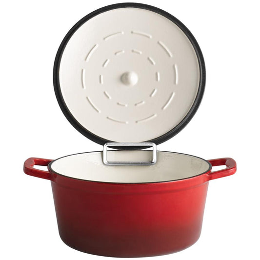 5 STARS Gusseisentopf mit Deckel - 4 l - (Ø 25 x 11,5 cm) - Rot