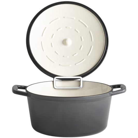 5 STARS Gusseisentopf mit Deckel - 4 l - (Ø 25 x 11,5 cm) - Anthrazit