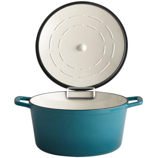 5 STARS Gusseisentopf mit Deckel - 6 l - (Ø 28 x 13 cm) - Türkis